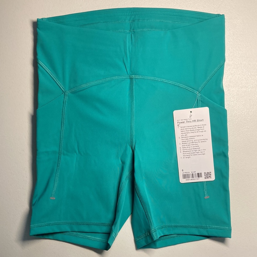 Lululemon Power Thru Short 6” Maldives Green 6 - Picture 3 of 6
